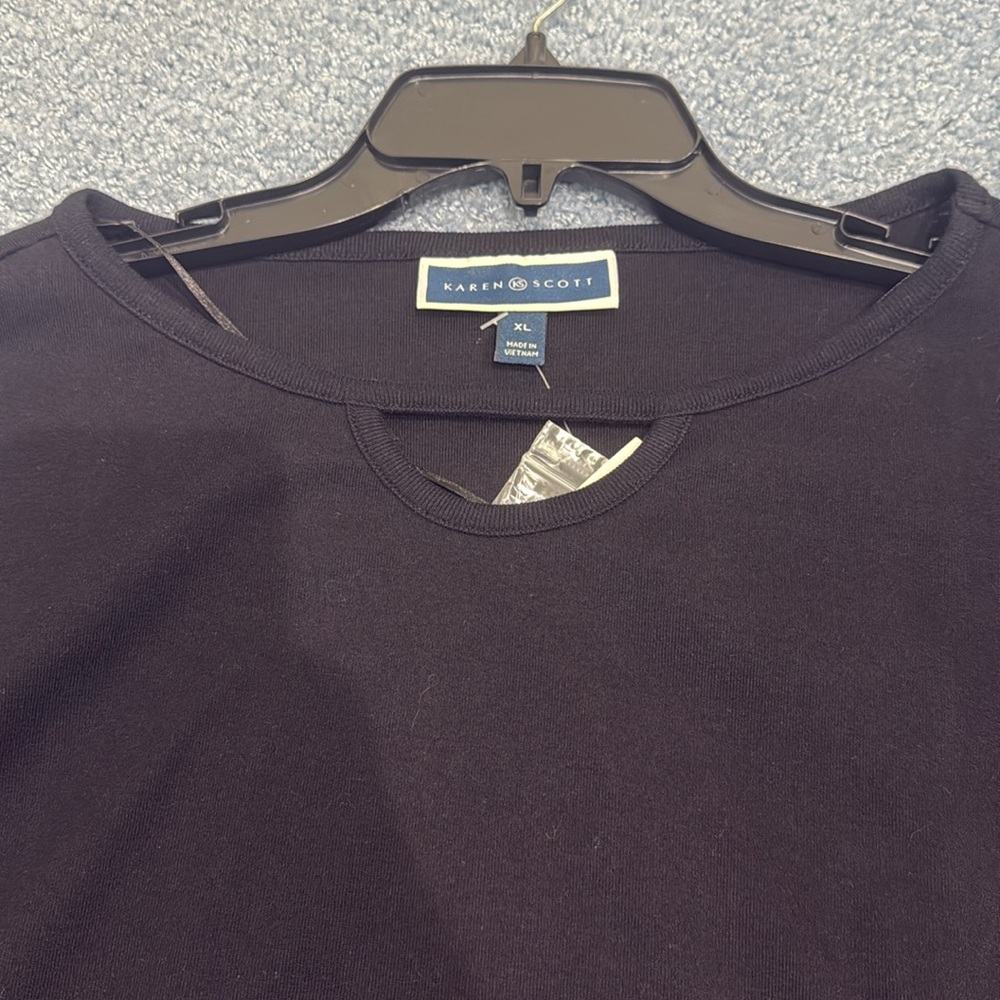 Karen Scott Women's Size XL Black keyhole Neck Classic NWT buttons DISCONTINUED - Picture 10 of 11